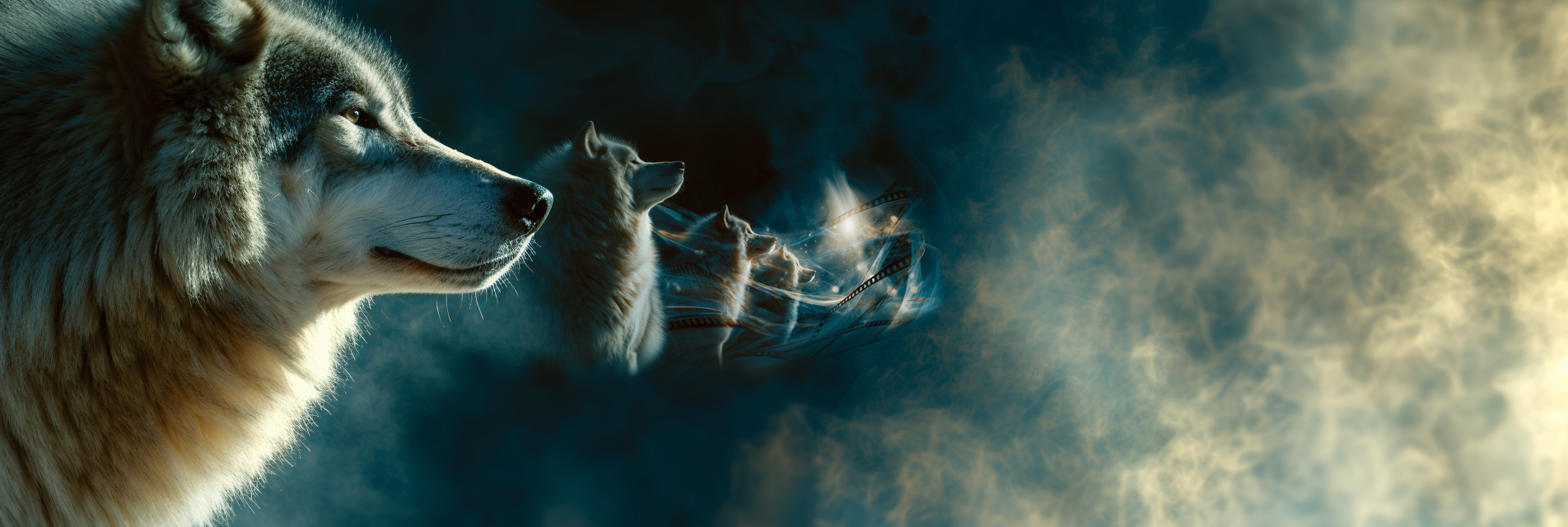 Cinematic Banner of Magical Wolves